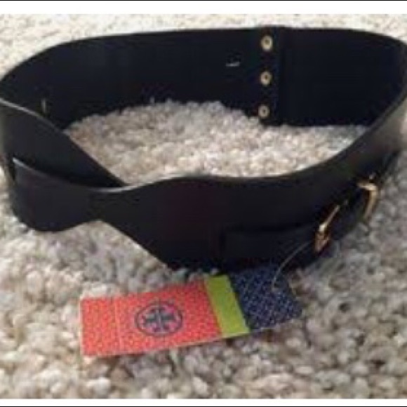 TORY BURCH Black Leather/Elastic Waist Snap Belt M - Picture 5 of 5